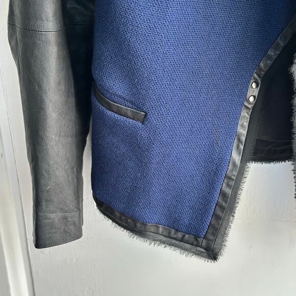 Vince Leather Sleeve Boucle Jacket - Picture 5 of 9